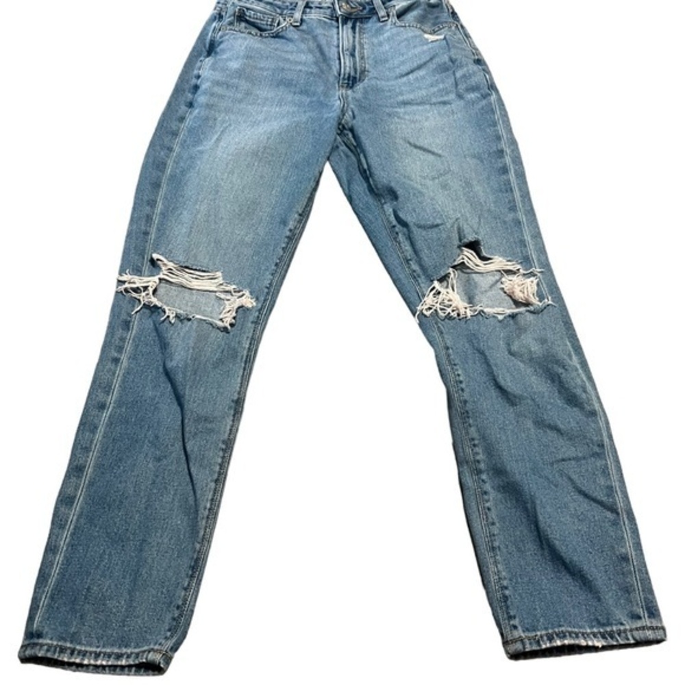 American eagle mom jeans destroyed blue size 4